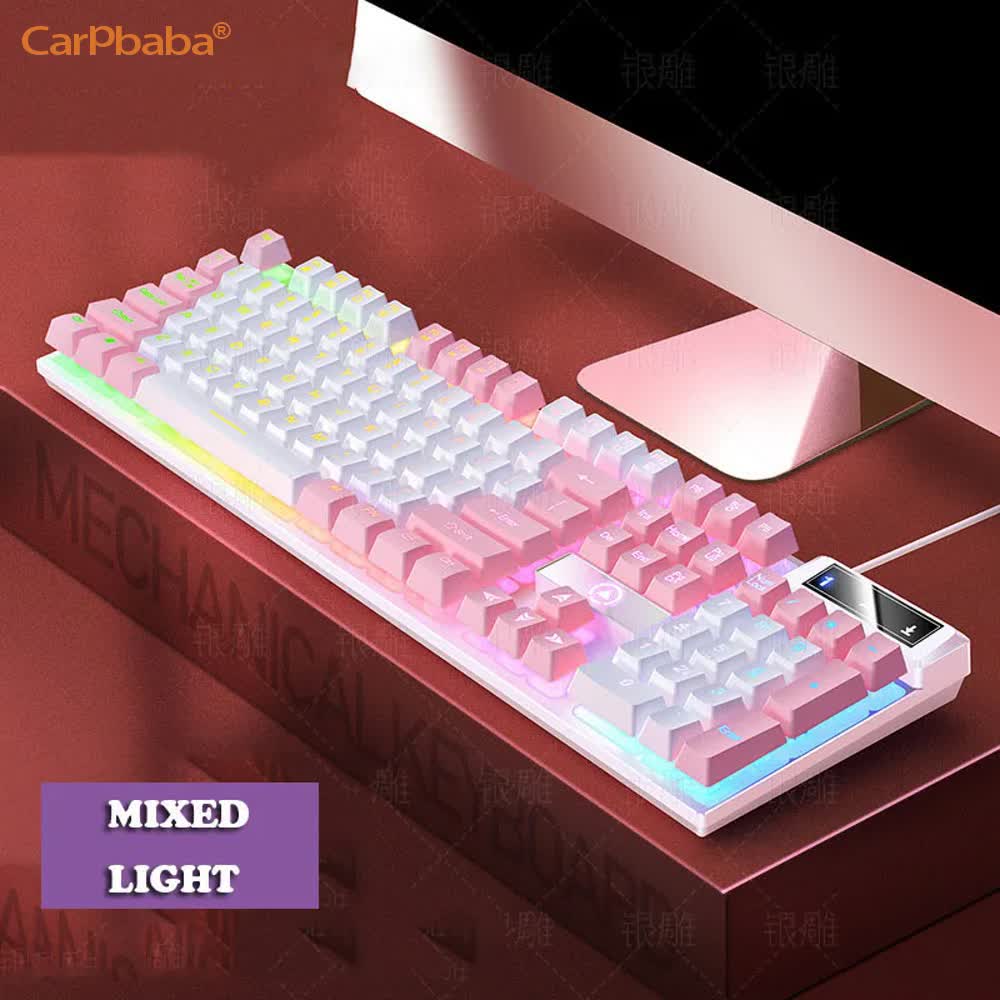 Carpbaba K500 104 キー USB 有線ゲーミ - Pc Gaming Pink のレビューと価格