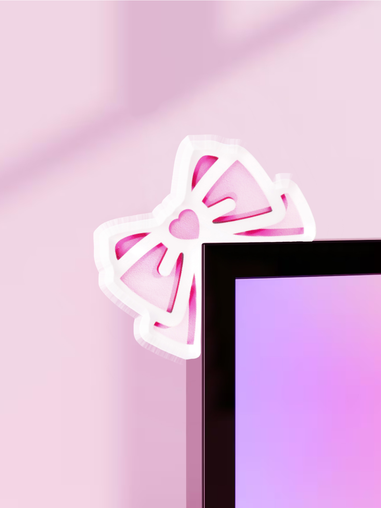 かわいいリボンモニター装飾、ピンクのアクリル製リボン、PCア - Pc Gaming Pink のレビューと価格